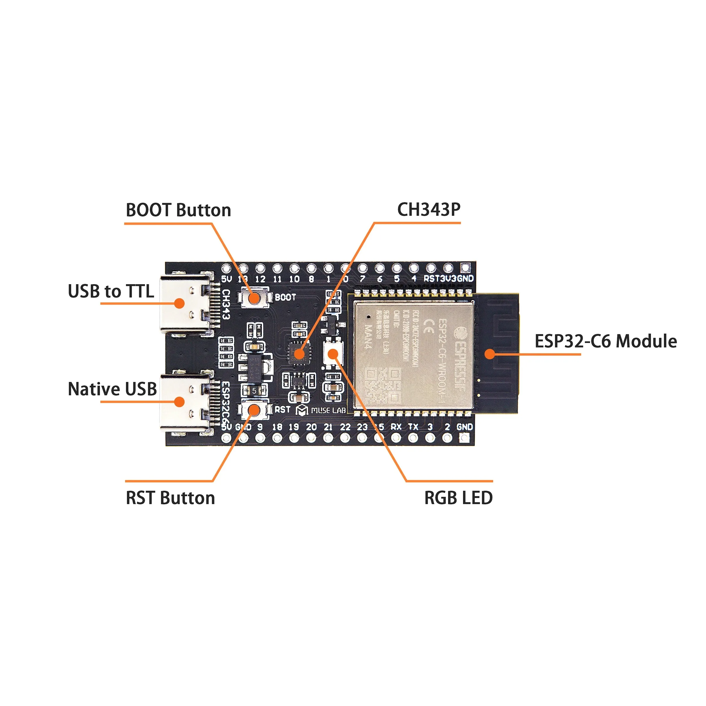 Placa de desarrollo nanoESP32-C6, placa de sistema mínima ESP32-C6, placa central ESP32 RISC-V Espressif IoT WiFi6 Bluetooth ZigbeeNew - imagen 4