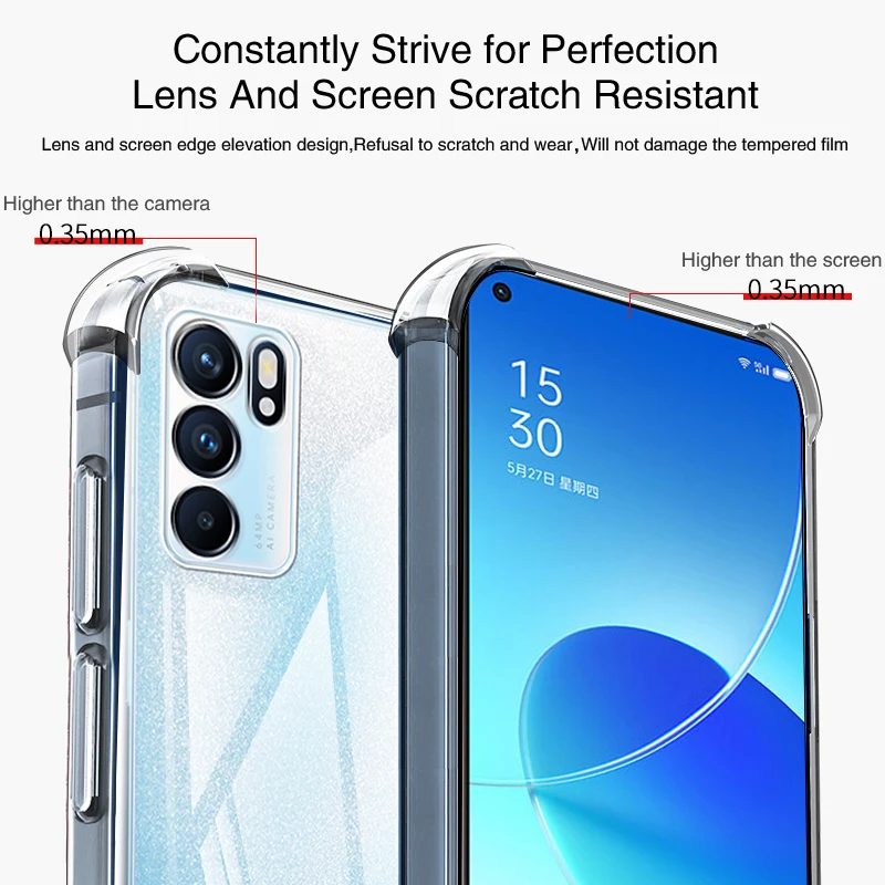Funda protectora transparente para cámara Original de teléfono OPPO Reno 6 Pro Plus Reno6 6pro 6Z Reno6Z 5G, Funda de silicona a prueba de golpes - imagen 3