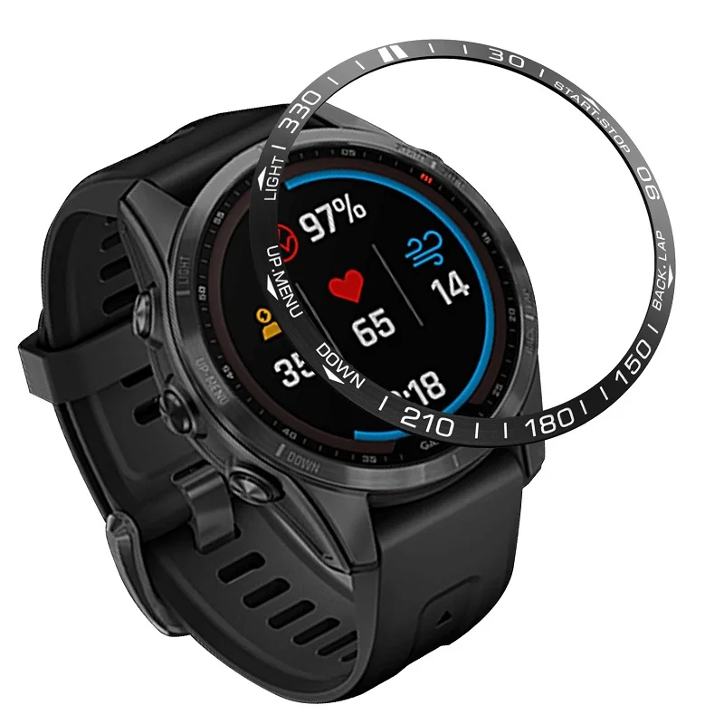 Cubierta de acero inoxidable para reloj inteligente Garmin Fenix 6X Pro 6 6S 5 5Plus 7X 7 7S, anillo de bisel adhesivo antiarañazos, protector de Metal