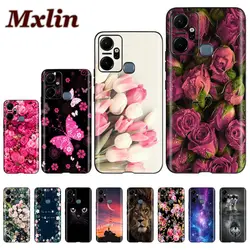 Funda de Silicona para Infinix Smart 6 Plus X6823 – Flores Negras