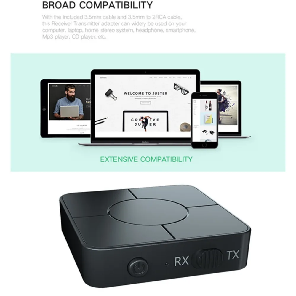 KN326 Bluetooth 5,0 transmisor receptor de Audio 3,5 Mm AUX Jack RCA adaptador de Audio de música inalámbrico con micrófono para coche PC TV auriculares - imagen 5