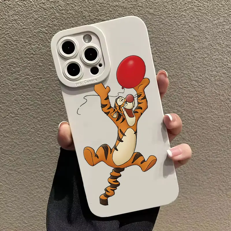 Funda de teléfono de dibujos animados de Tigger de Disney para iPhone 16 15 13 12 11 14 Pro Max Mini X XS XR MAX 7 8 Plus SE2 funda de silicona suave INS TPU - imagen 3
