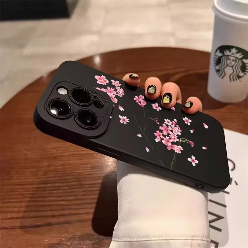 Funda para Redmi Note 14 fundas Redmi 14C funda con patrón de flor de cerezo roja para Xiaomi Redmi Note 12 13 11 Pro Plus 12S 11S 13C - imagen 4