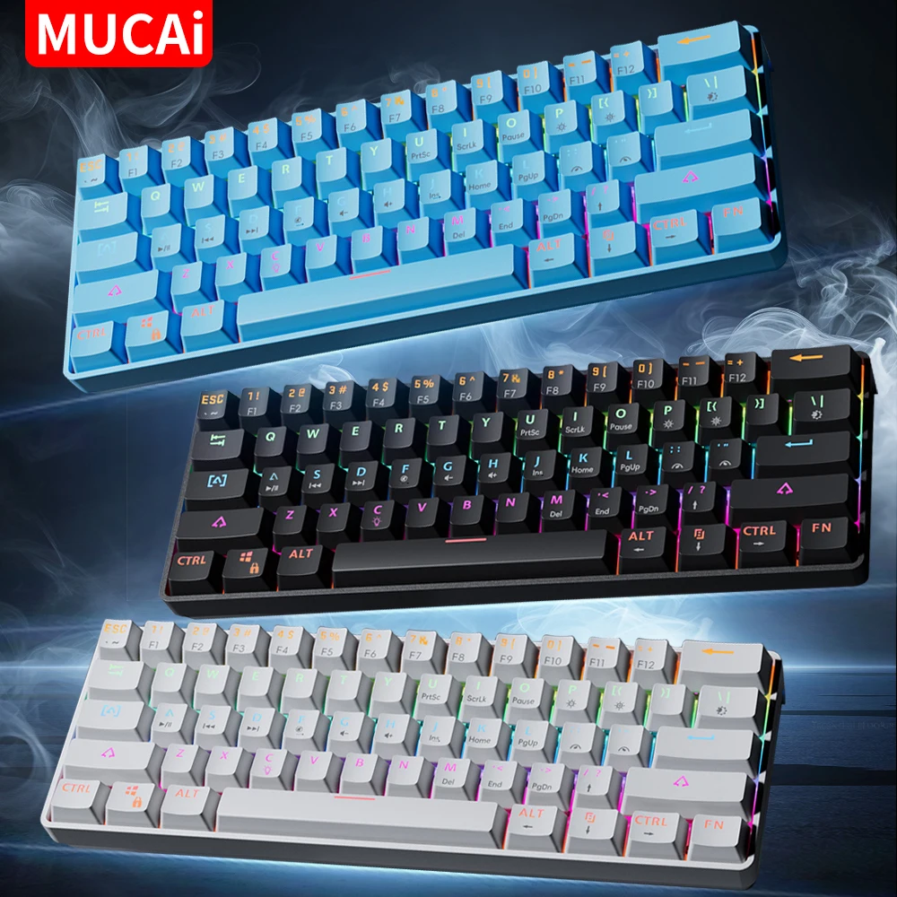 MUCAI MK61 USB Gaming Esports Teclado mecánico eje rojo 61 teclas Cable desmontable retroiluminación RGB intercambio en caliente