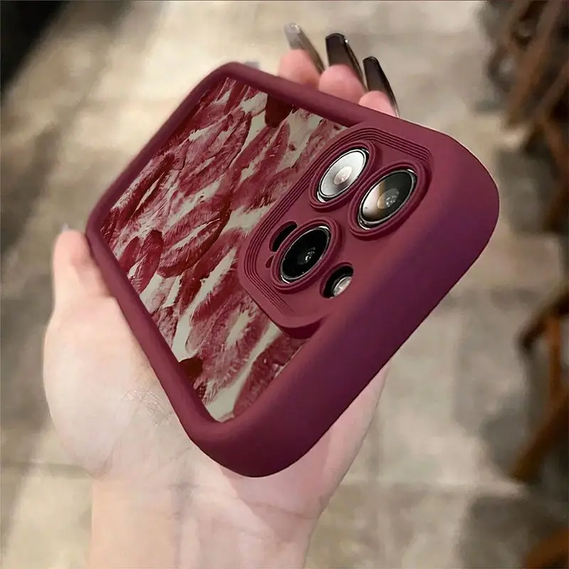Funda con estampado de labios rojo vino Retro de moda para Oneplus 12 12R 11 11R 10R 8T One Plus NORD CE 2 3 4 LITE 5G cubierta mate de TPU multistep - imagen 3