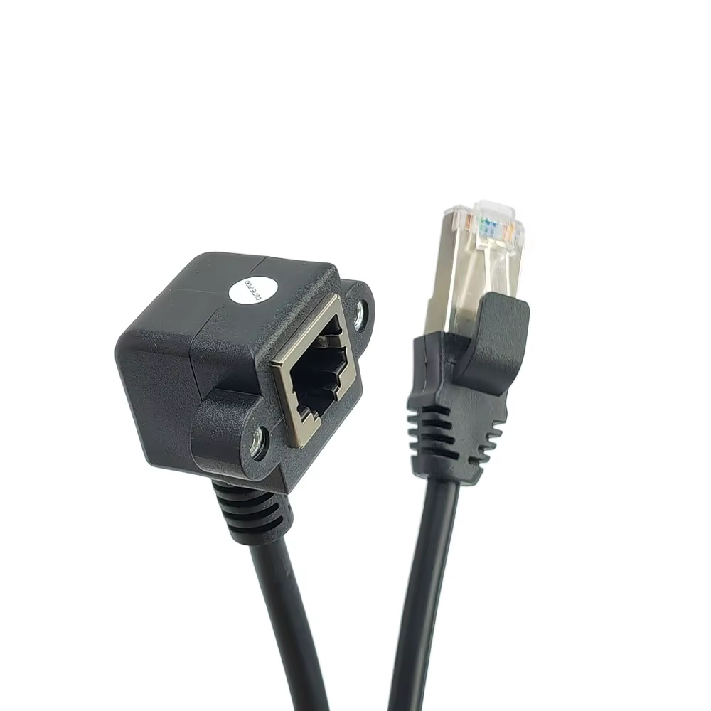 Cable Ethernet RJ45 CAT5 90° macho a hembra con asiento de fijación - imagen 3