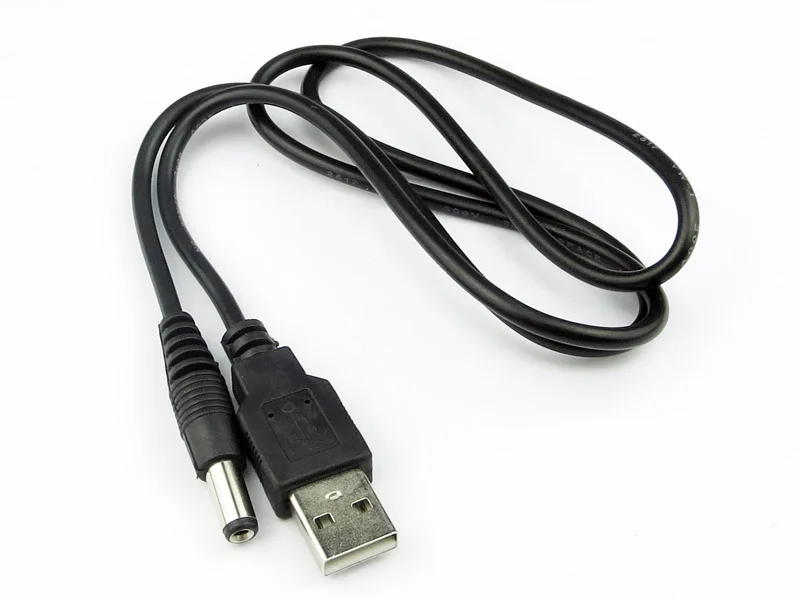 Cable USB a DC 5V – Conectores Jack 2.0-5.5mm, 80cm, Negro - imagen 2