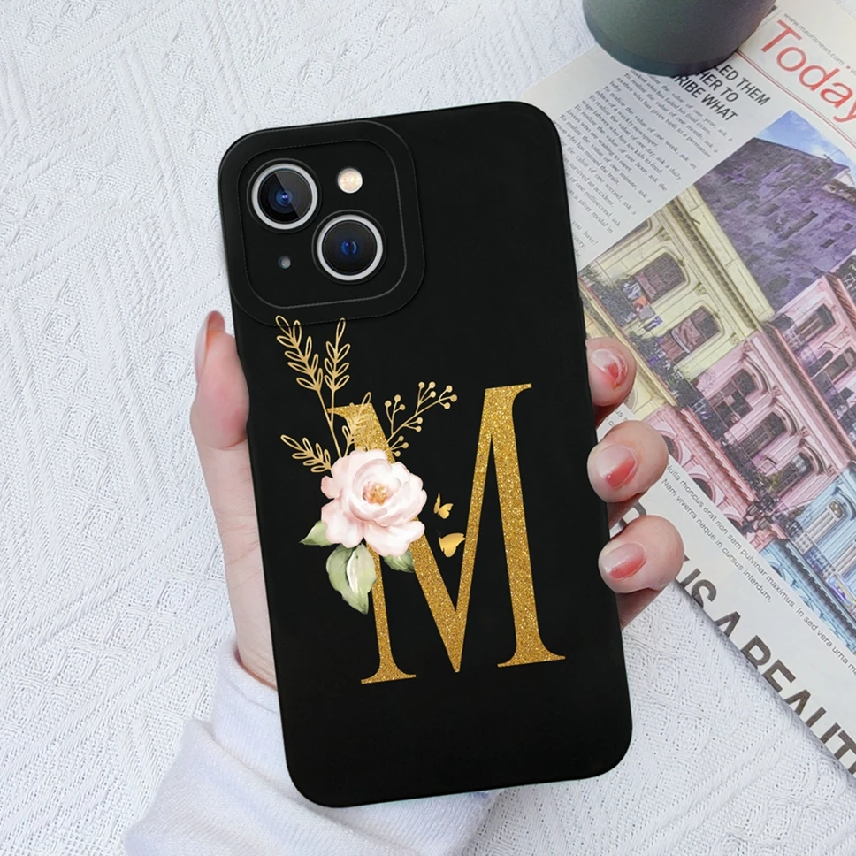 Funda de silicona líquida para iPhone, carcasa a prueba de golpes para Apple iPhone 13 mini Pro Max, Rose A-Z Letter, 13 mini, 13Pro Max - imagen 4