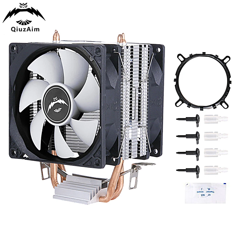 Radiador refrigerado por aire QIUzAim am4 2, tubo de calor, procesador de ordenador, ventilador de CPU adecuado para instalar LGA115x 1200 1700 1356 1366 am5 - imagen 2