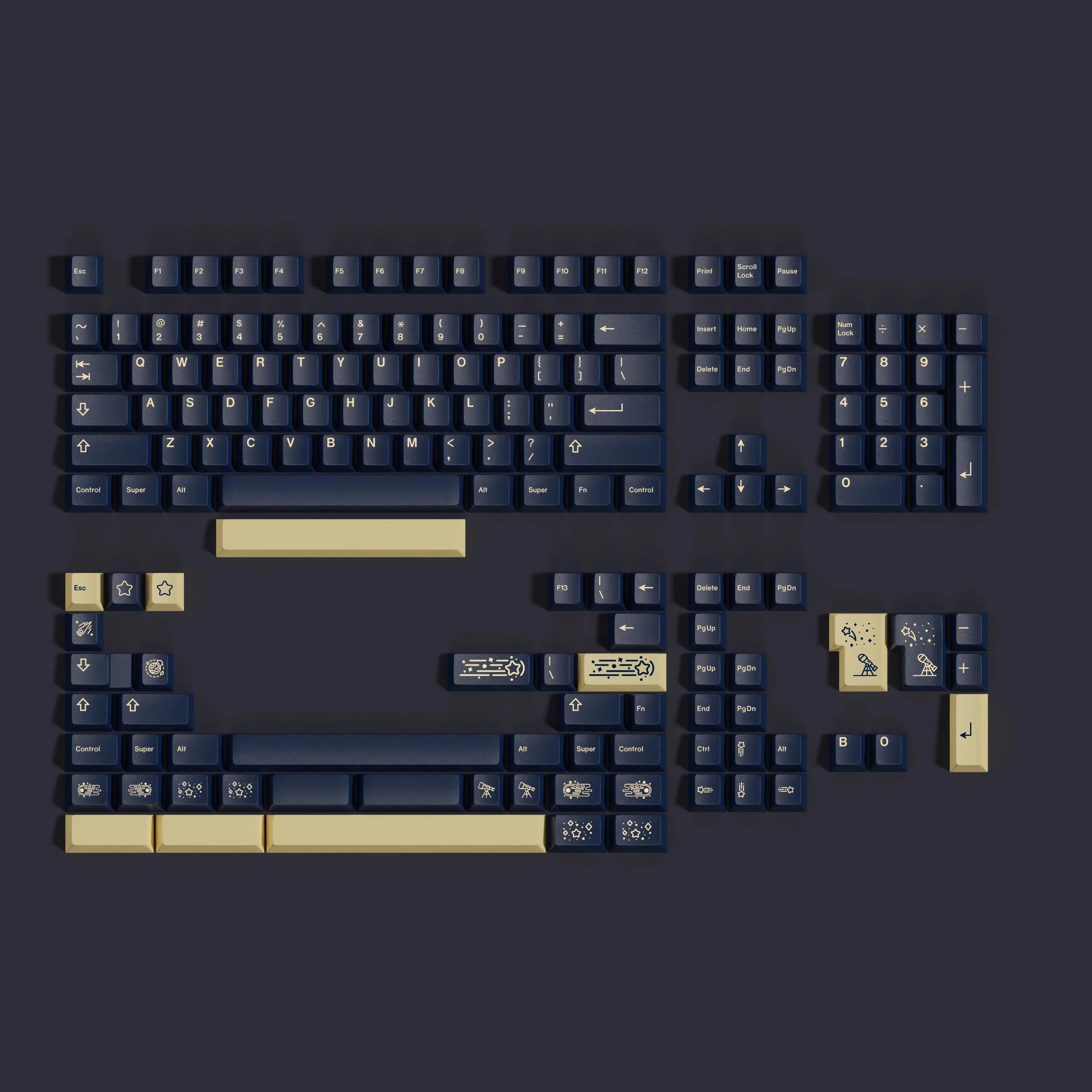 Teclas PBT GMK Stargaze, teclas de perfil de cereza, teclas de sublimación de tinte para interruptor Cherry MX, accesorios para teclado mecánico