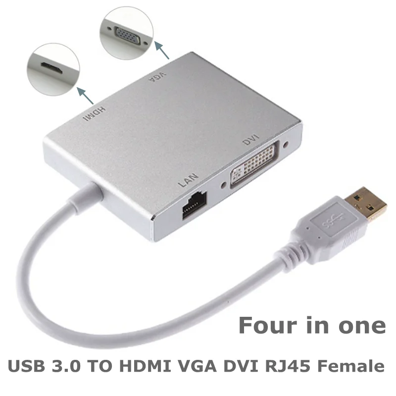 HD 1080P USB 3,0 tipo C Mini DP/DP a DVI 24 + 5 HDMI compatible VGA RJ45 adaptador macho hembra para PC proyector portátil HDTV - imagen 3