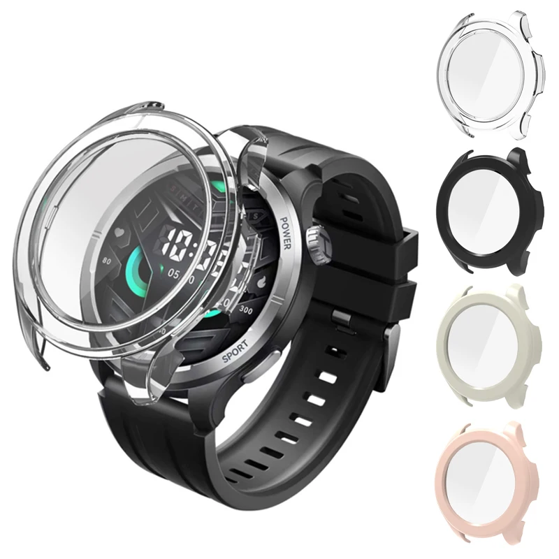 Protector de pantalla de cristal con carcasa de borde duro, funda de marco completo para reloj inteligente Haylou Solar Neo, cubierta protectora de parachoques