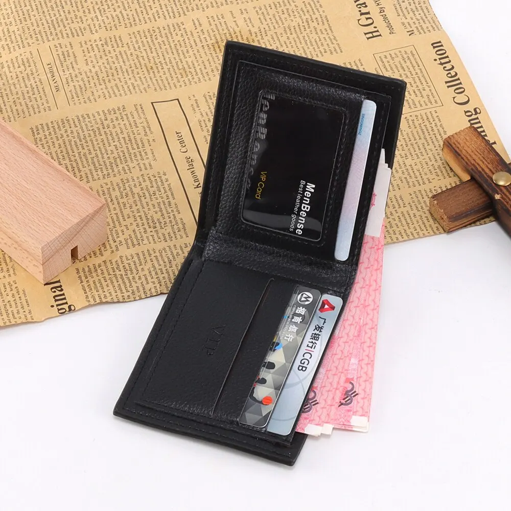 Monedero de cuero PU negro para hombre, billetera informal de gran capacidad, tarjetero - imagen 3