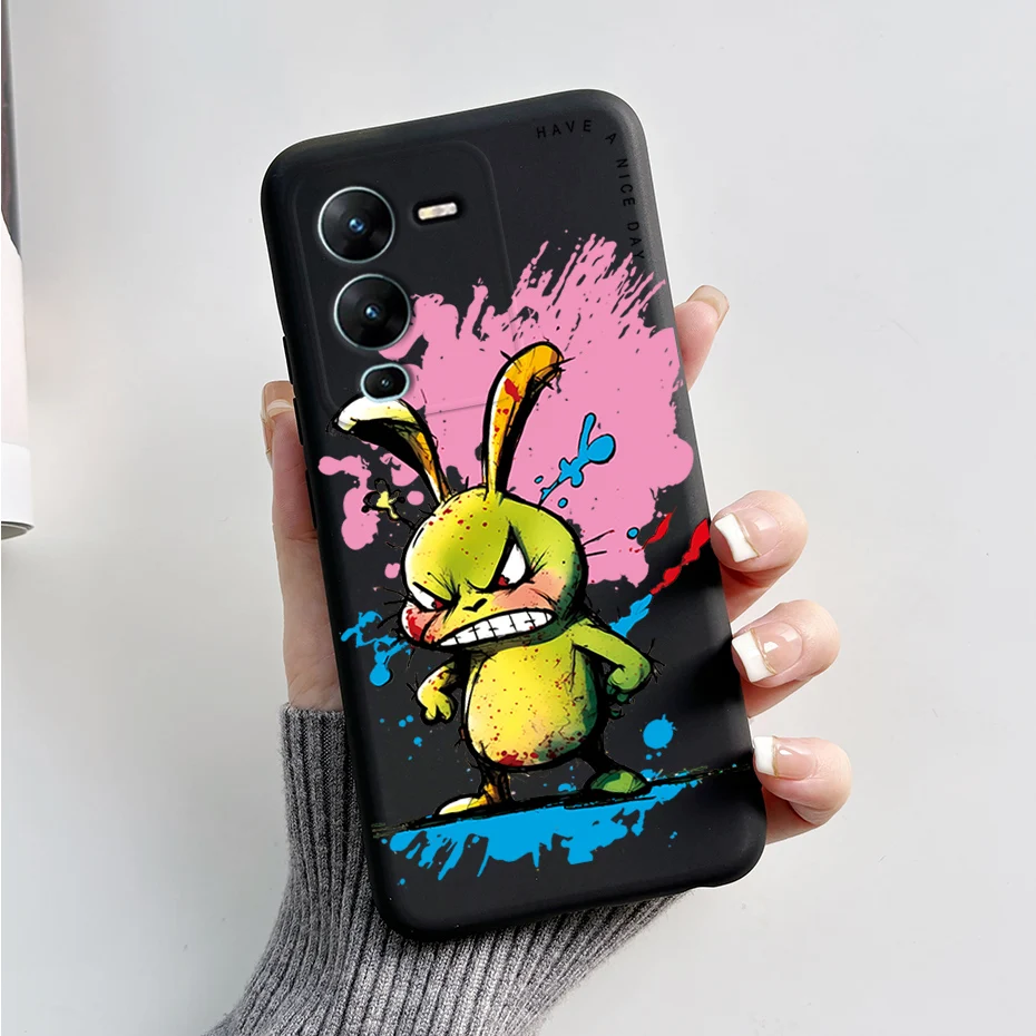 Para Vivo V25 Pro 5G Funda de silicona conejo Panda pintado contraportada para Vivo V25 Pro V2158 Funda de teléfono V 25 Pro Funda de parachoques Coque - imagen 5