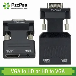 Adaptador VGA a HDMI 1080p con Audio – Para PC Portátil Proyector HDTV