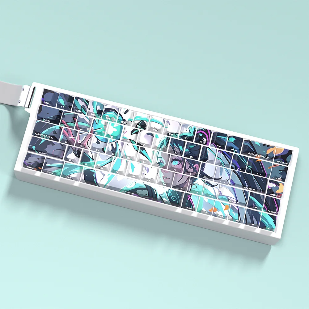 Teclas con temática de Anime Sage, teclas Pbt translúcidas con grabado lateral de cereza para teclados mecánicos 60/65/68 - imagen 4