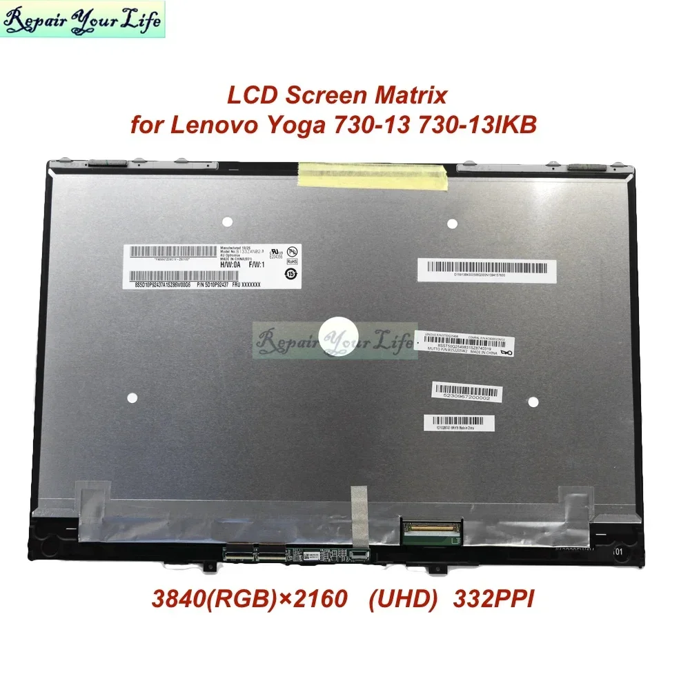 Matriz de pantalla LCD para ordenador portátil de 13,3 pulgadas para Lenovo Yoga 730-13 730-13IKB, montaje de pantalla táctil LCD con bisel/placa 5D10Q89746 - imagen 2