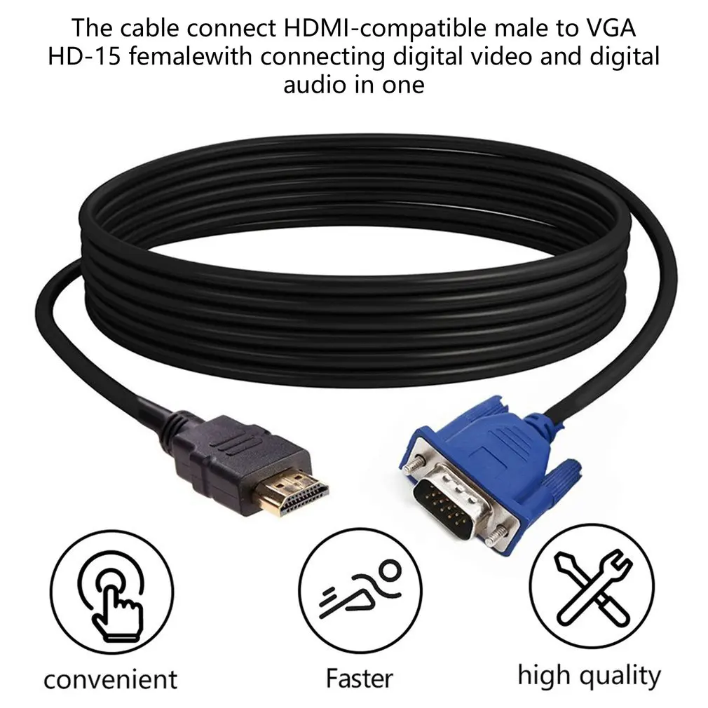 Cable HDMI a VGA de 1/1, 8/3m, Cable adaptador HD compatible con HDMI con Audio, venta al por mayor - imagen 2