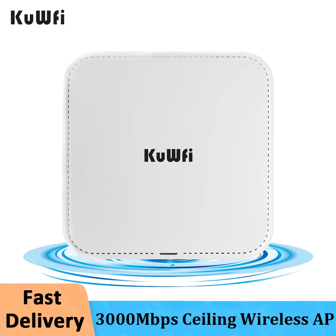 KuWFi 3000Mbps techo AP 2,4G 5G Wifi de doble banda 6 enrutador inalámbrico interior punto de acceso Wifi 48V Poe amplificador de señal Wi fi - imagen 2