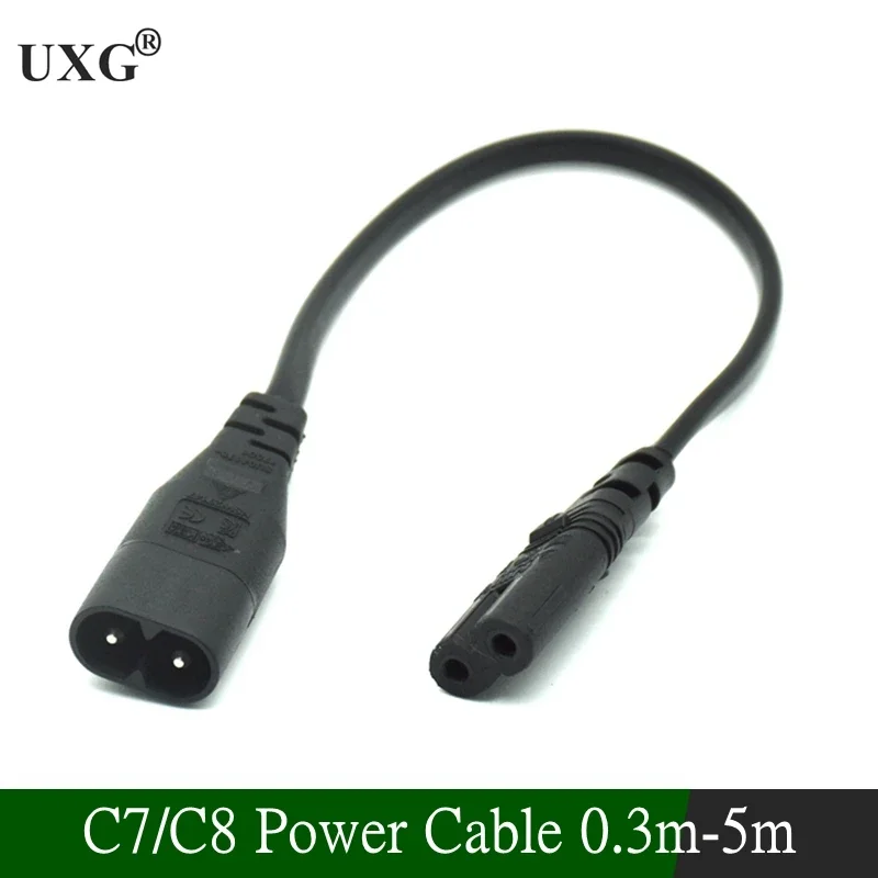 Adaptador de Corriente C7/C8 – Extensión IEC320 Hembra C7 Macho C8 - imagen 2