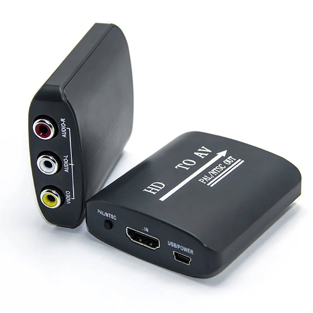 Compatible con HDMI a RCA AV CVSB L/R Video 1080P, caja convertidora de escalador, adaptador compuesto de vídeo HD, adaptador HDMI2AV, compatible con NTSC PAL