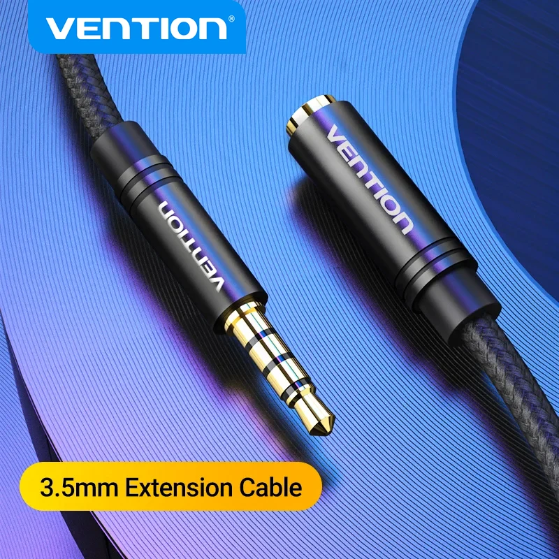 Vention Jack 3,5 Cable de extensión auxiliar para coche portátil Mini PC TV Xiaomi Huawei estéreo 3,5mm Jack auriculares altavoz Cable auxiliar