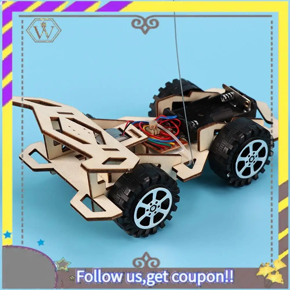 AU33-DIY RC coche de juguete montaje de madera vehículo de construcción juguetes coche de carreras juguete experimento científico modelo Kits regalo para niños - imagen 5