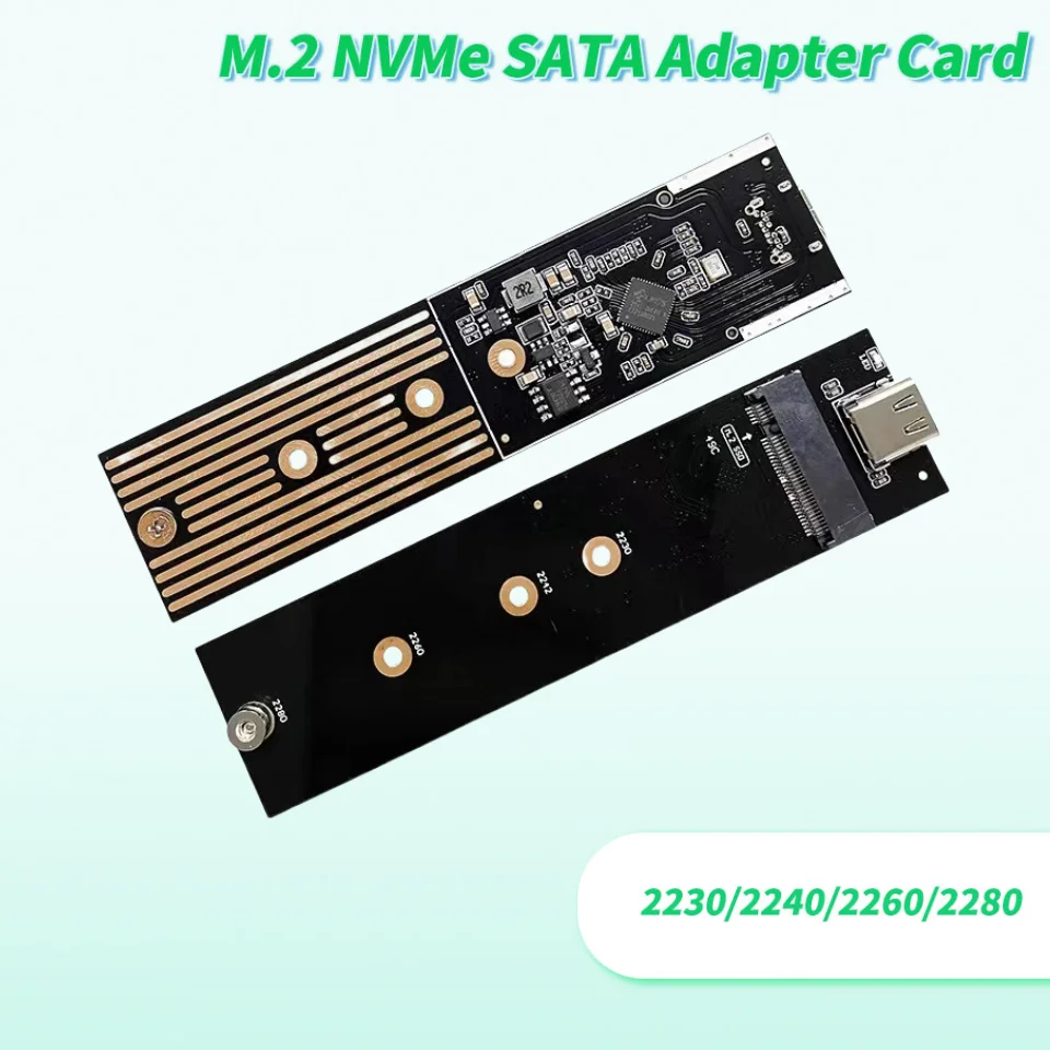 Placa adaptadora de protocolo NVMe-SATA de disco de estado sólido móvil M.2, interfaz de protocolo simple y doble opcional, interfaz tipo C