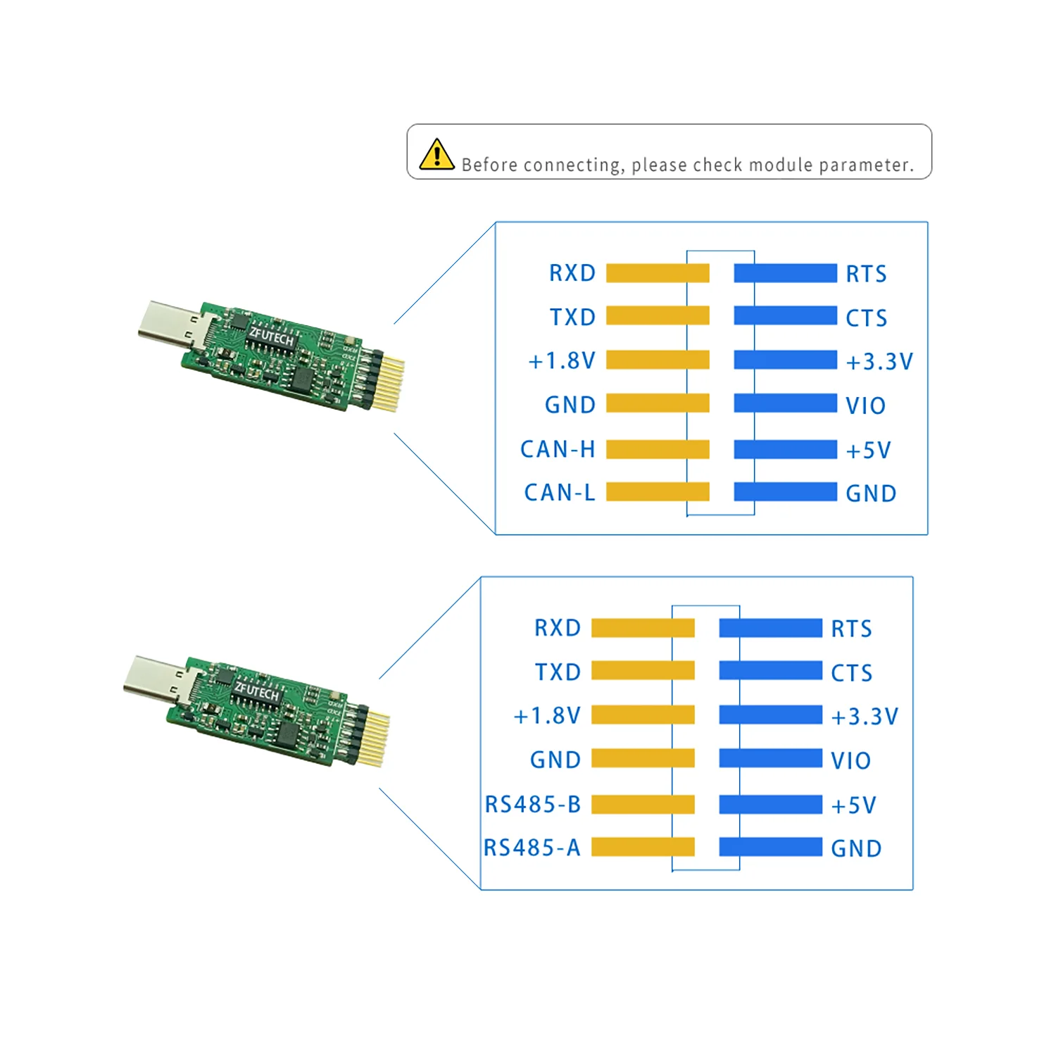 Módulo de comunicación USB tipo c a puerto serie UART TTL CAN RS485 de alta velocidad (6Mbps) para teléfono móvil, pc, Raspberry PI, otros servidores