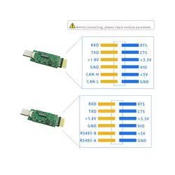 Módulo de comunicación USB tipo c a puerto serie UART TTL CAN RS485 de alta velocidad (6Mbps) para teléfono móvil, pc, Raspberry PI, otros servidores