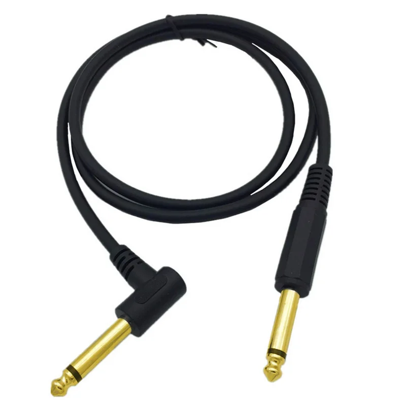 Cable de Audio Mono para guitarra, Conector de ángulo recto de 90 grados, 6,35mm, 1/4 pulgadas, 1m