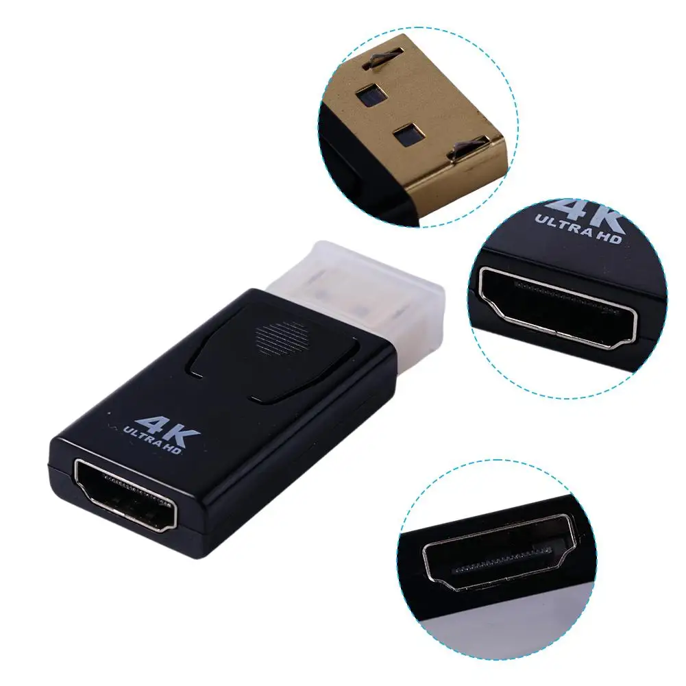 Adaptador de puerto de pantalla 4K a HDMI, Cable de TV DP macho a hembra, adaptable a vídeo 1080P para PC, TV, portátil - imagen 4