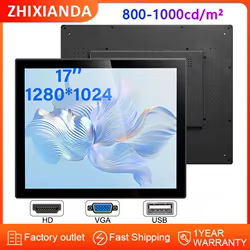 Monitor de pantalla plana impermeable, pantalla táctil capacitiva LCD de 17 pulgadas, 1280x1024, para uso en exteriores, legible con luz solar, Monitor de 1000nits