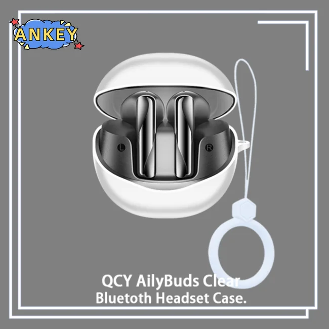 Funda transparente para auriculares QCY AilyBuds, anillo protector de silicona, cubierta de dibujos animados, Auriculares Bluetooth - imagen 3