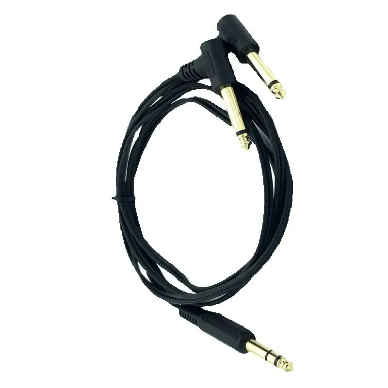 6,35 mm a 2 x 6,35 mm, chapado en oro 6,35 mm 1/4" TRS macho a doble 6,35 mm 1/4" TS macho mono cable de inserción adaptador de audio estéreo 1,5 m - imagen 2