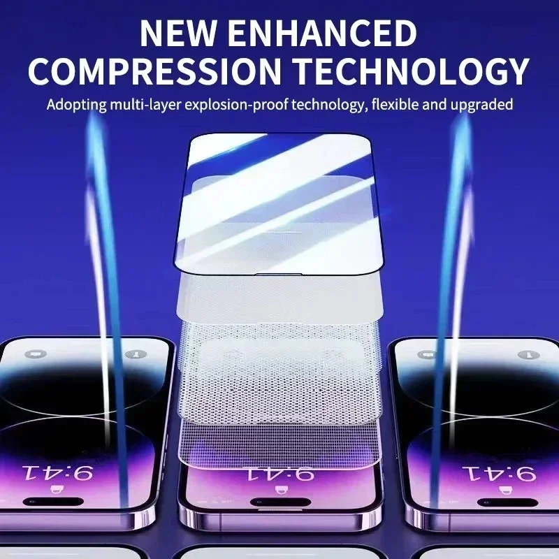 Protector de pantalla de vidrio de fácil instalación sin polvo con revestimiento oleofóbico para IPhone17 16 15 14 13 12 11 Pro Max 17Air 17Promax - imagen 4