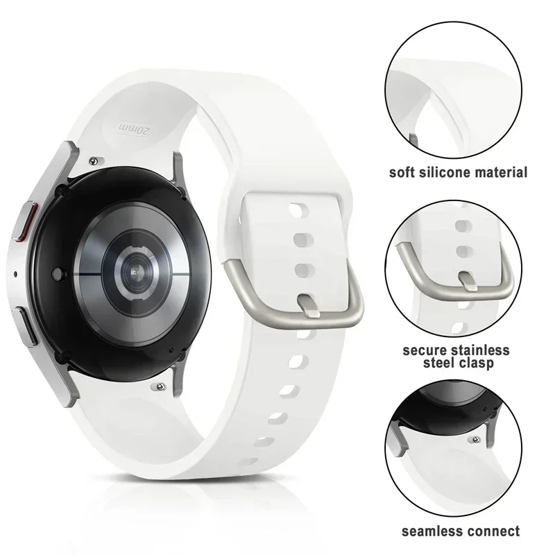 Paquete de 2 unidades de vidrio templado + funda + correa para Samsung Galaxy Watch 7 6 5 4 40mm 44mm cubierta protectora de pantalla de PC Galaxy Watch 6 7 5 Band - imagen 5