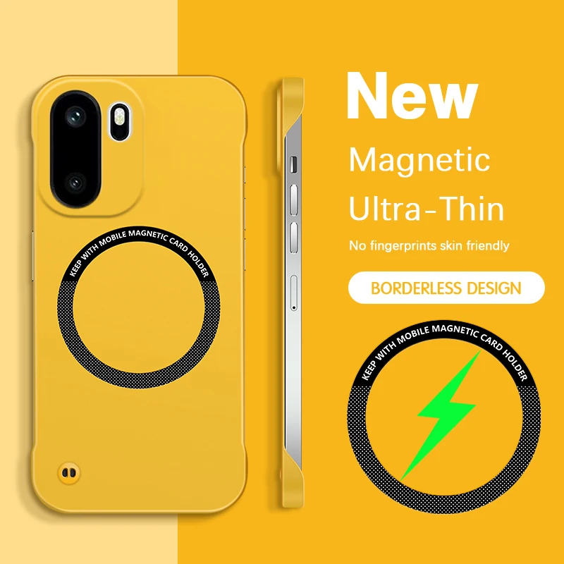 Funda resistente de protección de cámara para OnePlus Ace 6 Ace6 5G, carga inalámbrica magnética, sin marco, fina, PC, funda trasera dura y sencilla para teléfono - imagen 2