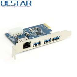 Gigabit Ethernet red LAN y 3 puertos USB 3,0 USB3.0 a PCI-E PCIE PCI EXPRESS tarjeta PC adaptador convertidor