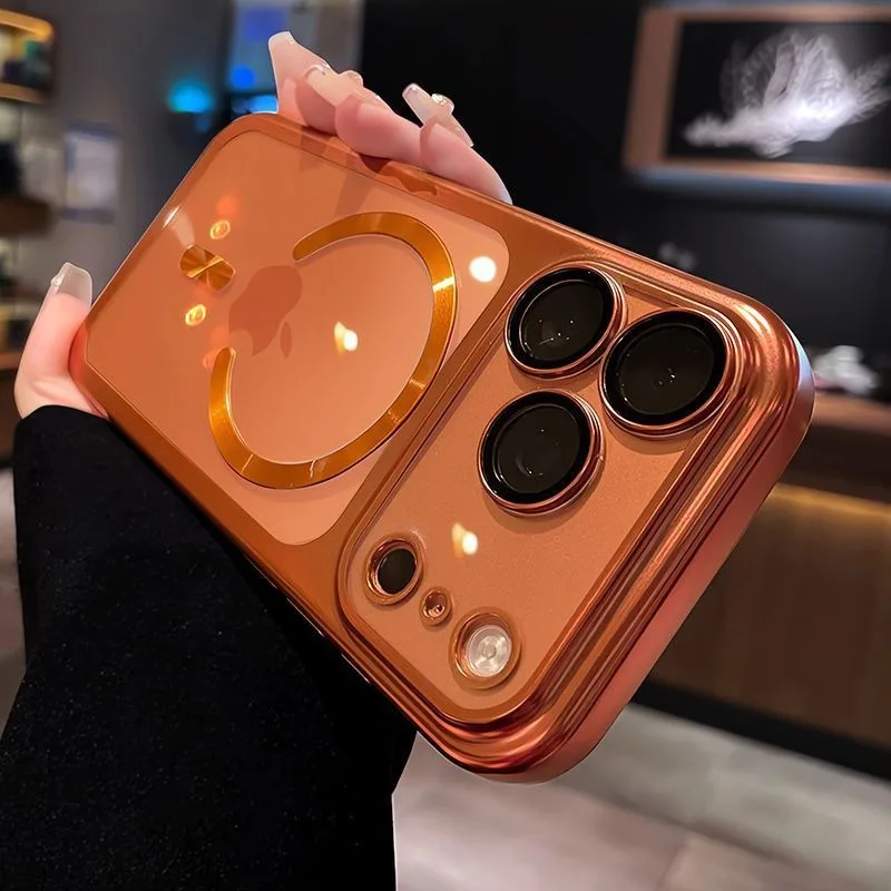 Funda de teléfono translúcida mate magnética de lujo para iPhone 17 15 16 14 13 Pro Max Air para Magsafe carga inalámbrica fundas a prueba de golpes, funda para iphone 17 pro max - imagen 3