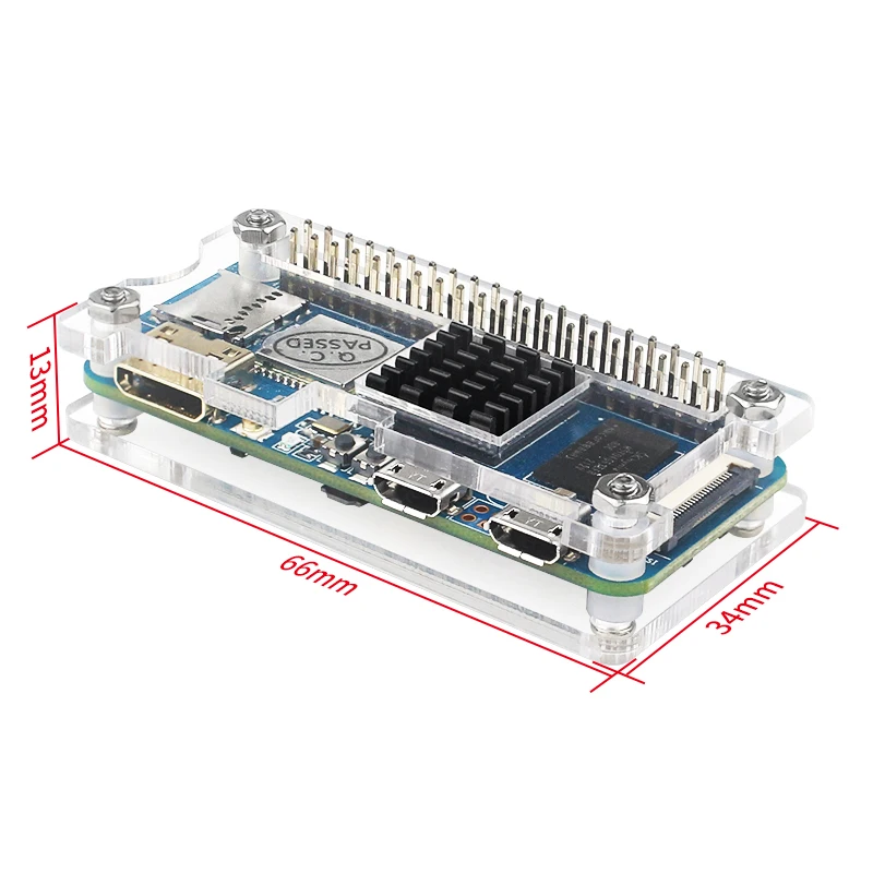 Banana Pi M2 Zero, carcasa acrílica tranparente con disipadores de calor de aluminio, carcasa de protección transparente para Banana Pi M2 Zero - imagen 5