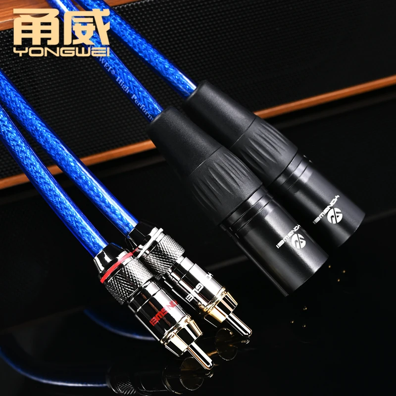 YONGWEI-línea de señal de Audio 6N Occ 2RCA a 2XLR para amplificador, mezclador de altavoces, Cable RCA macho y hembra, Conector de mezcla de amplificador de cañón - imagen 2