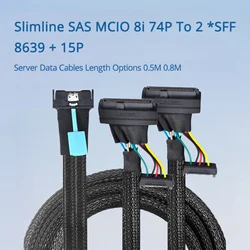 Cable datos de servidor SAS SFF-8639 Slimline para MCIO
