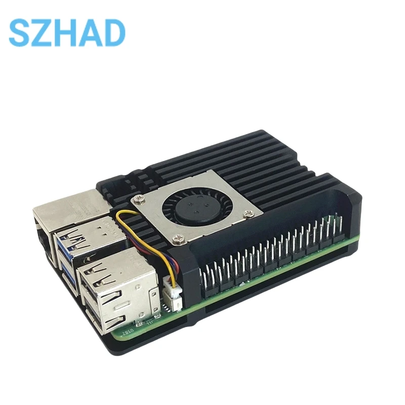 Raspberry Pi 5, carcasa de aluminio, carcasa de Metal con ventilador de refrigeración, disipador de calor de silicona, radiador de refrigeración pasivo activo para RPi 5 - imagen 2