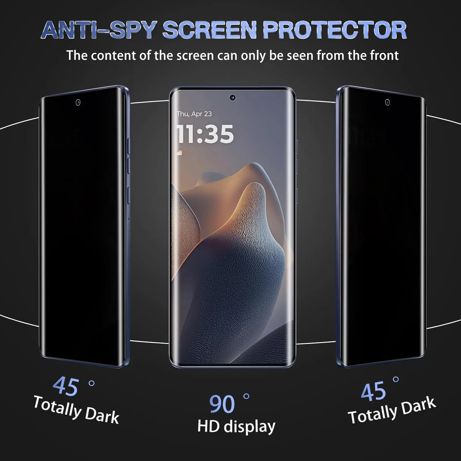 Protector de pantalla de privacidad de vidrio templado 3D curvado antiespía para Motorola Edge 60 Fusion para película de fusión Moto Edge 60 - imagen 3