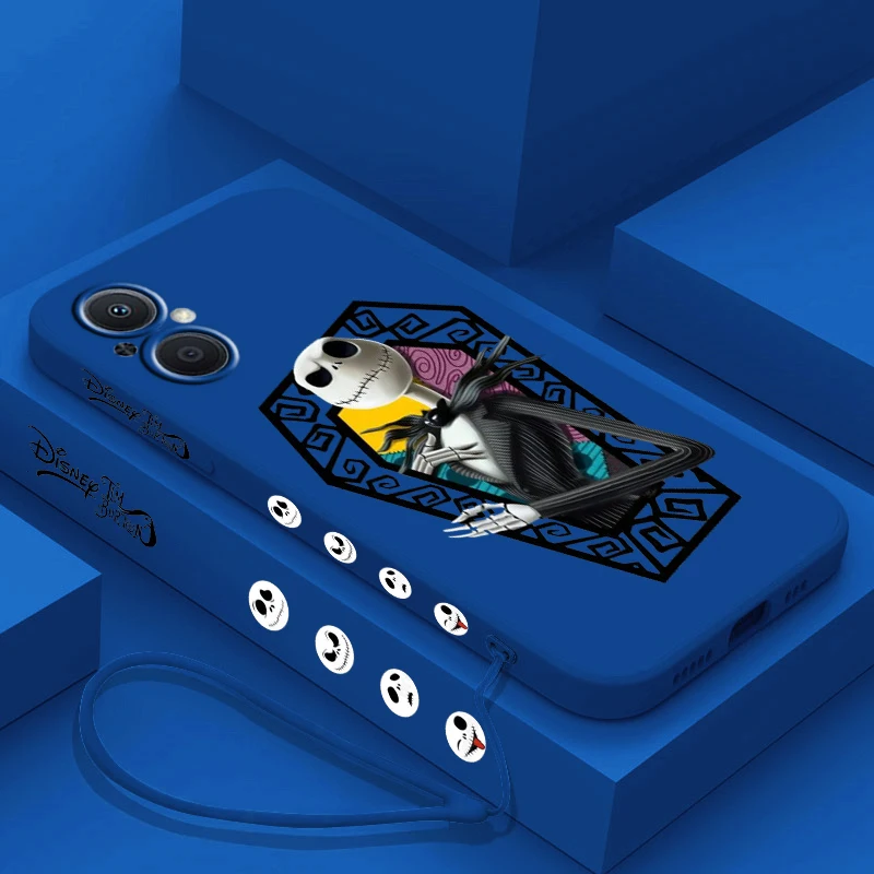 Jack Skeleton Sally funda de teléfono para OPPO Find X5 X3 X2 Lite Pro Neo A5 A53 A94 4G 5G Liquid Left Rope Soft Cover - imagen 3