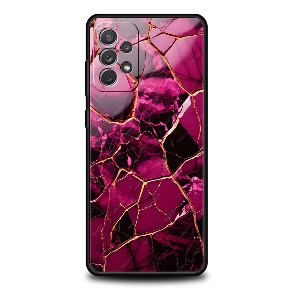 Funda de teléfono para Samsung A15 A13 A35 A55 A51 A71 A41 A31 A03S A05 A17 A23 A25 A33 A53 A73 5G A07 4G, funda de moda dorada y rosa mármol - imagen 2