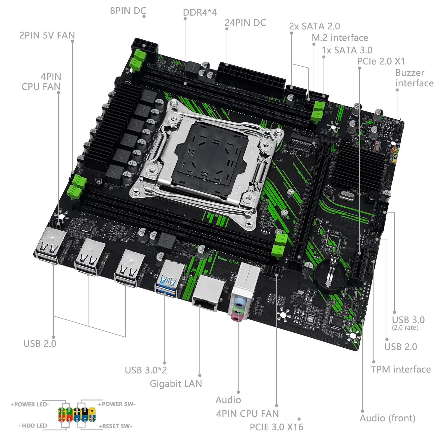 Placa base MACHINIST PR9 X99 con Xeon E5 2680 V3 DDR4 TPM2.0 - imagen 5