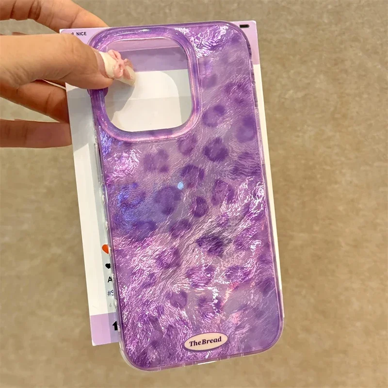Para iPhone 16 funda de lujo leopardo Rint púrpura patrón de grietas de hielo funda de teléfono para iPhone 15 14 13 12 11 Pro Max X XR 7 8 Plus cubierta - imagen 2