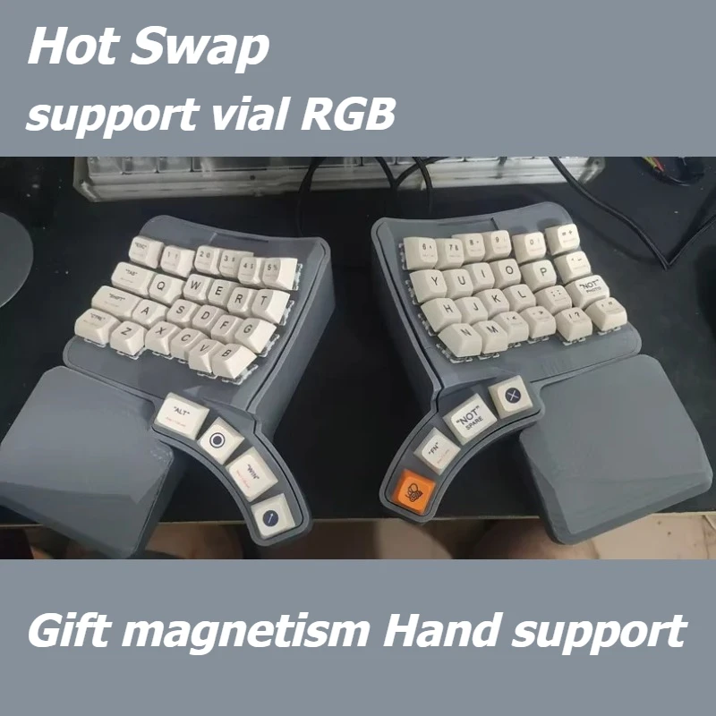 Teclado curvo dividido personalizado 4*6 con cable intercambio en caliente RGB e-sports teclados de oficina para juegos soporte Vial ergonómico teclado dividido
